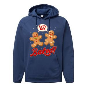 Funny Cute Christmas Let's Get Baked Gingerbread Cookies Performance Fleece Hoodie