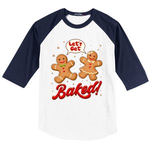 Funny Cute Christmas Let's Get Baked Gingerbread Cookies Baseball Sleeve Shirt