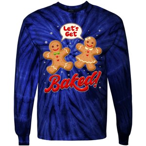 Funny Cute Christmas Let's Get Baked Gingerbread Cookies Tie-Dye Long Sleeve Shirt