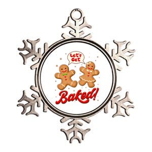 Funny Cute Christmas Let's Get Baked Gingerbread Cookies Metallic Star Ornament