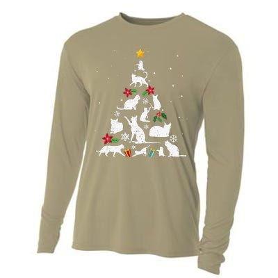 Funny Cat Christmas Tree Cooling Performance Long Sleeve Crew