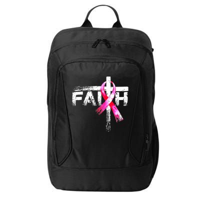 Faith Christian Cross Jesus Pink Ribbon Breast Cancer City Backpack