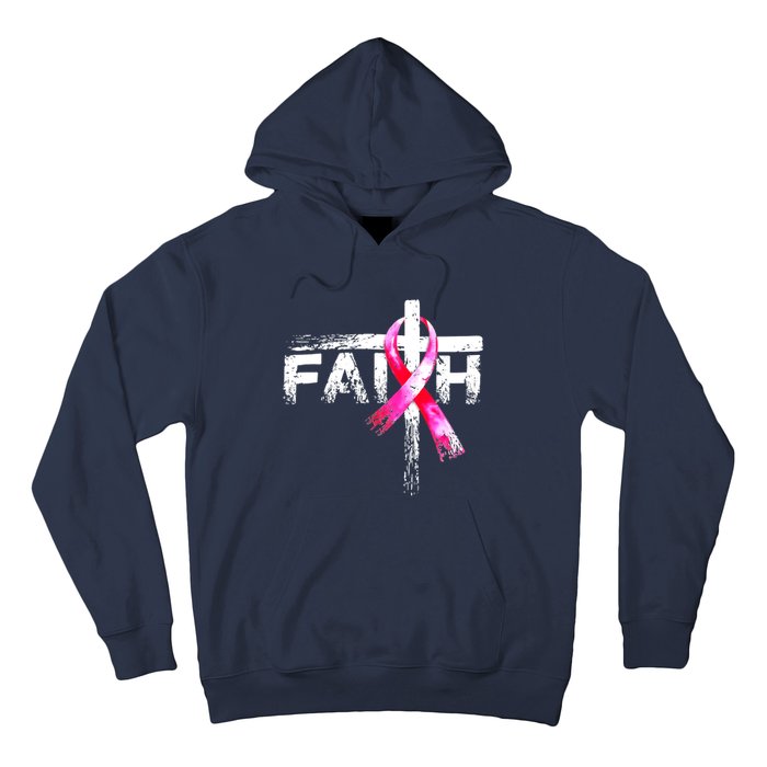 Faith Christian Cross Jesus Pink Ribbon Breast Cancer Hoodie