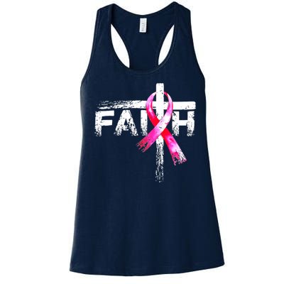 Faith Christian Cross Jesus Pink Ribbon Breast Cancer Women's Racerback Tank