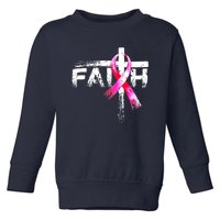 Faith Christian Cross Jesus Pink Ribbon Breast Cancer Toddler Sweatshirt