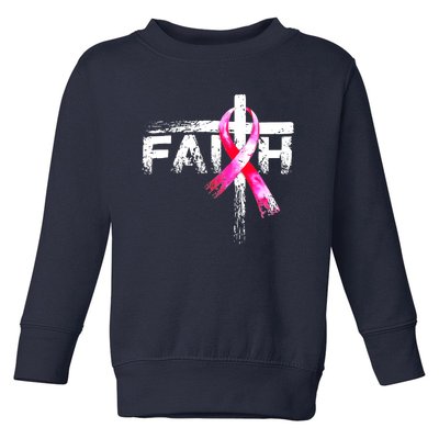 Faith Christian Cross Jesus Pink Ribbon Breast Cancer Toddler Sweatshirt