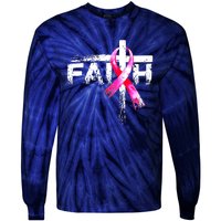 Faith Christian Cross Jesus Pink Ribbon Breast Cancer Tie-Dye Long Sleeve Shirt