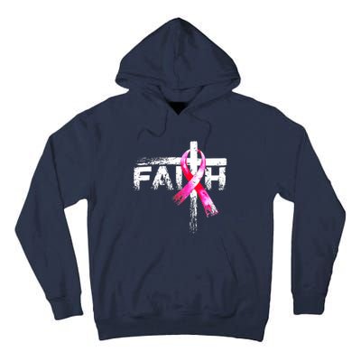 Faith Christian Cross Jesus Pink Ribbon Breast Cancer Tall Hoodie