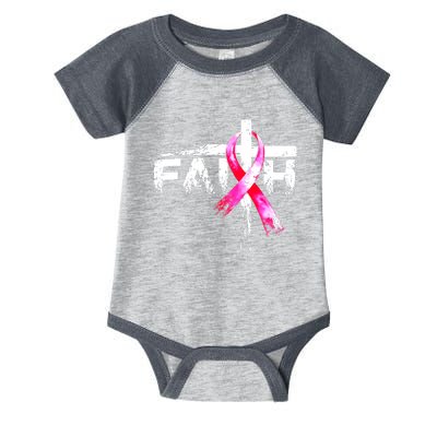 Faith Christian Cross Jesus Pink Ribbon Breast Cancer Infant Baby Jersey Bodysuit