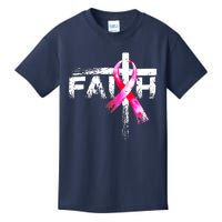 Faith Christian Cross Jesus Pink Ribbon Breast Cancer Kids T-Shirt