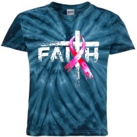 Faith Christian Cross Jesus Pink Ribbon Breast Cancer Kids Tie-Dye T-Shirt