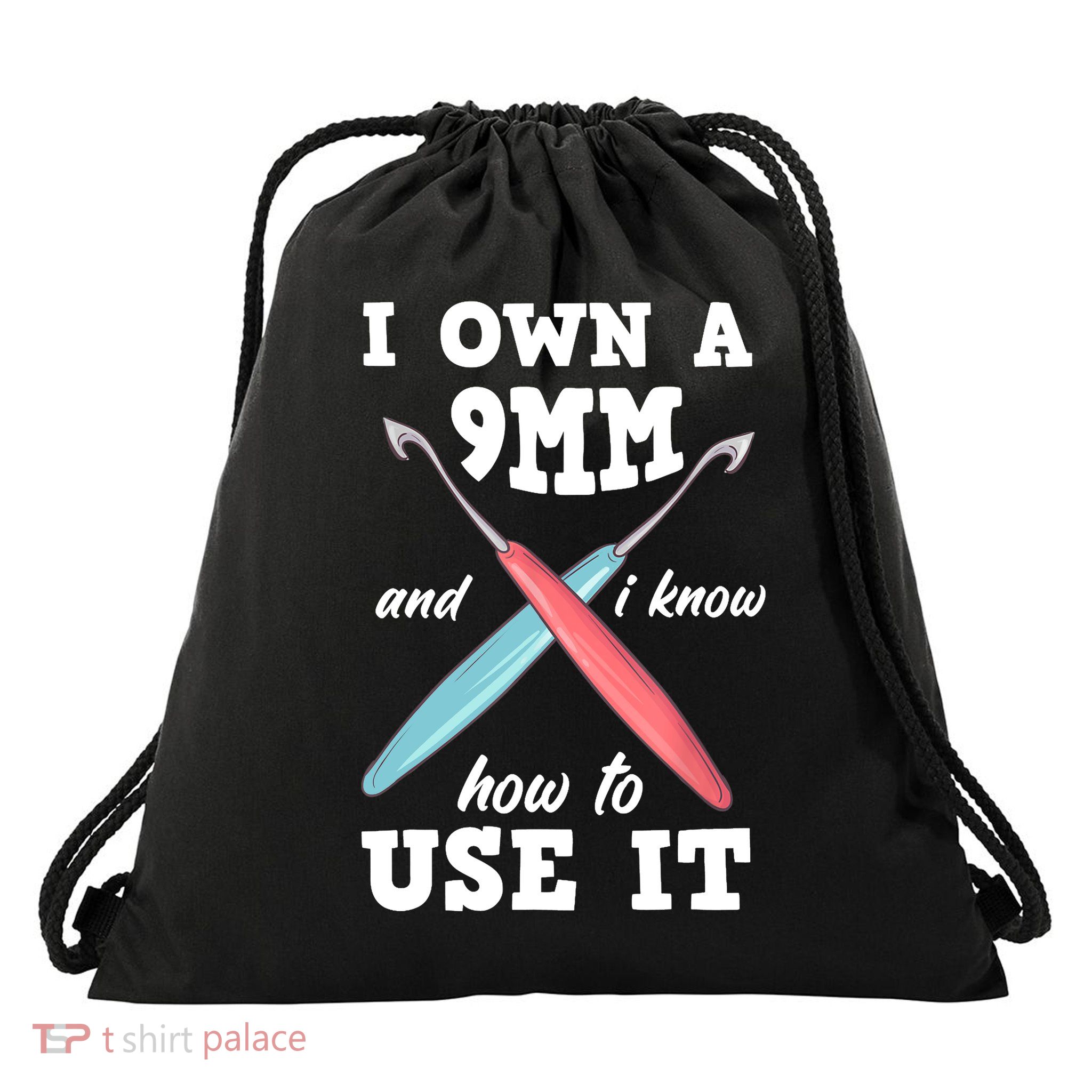 Funny Crocheting Crochet Drawstring Bag
