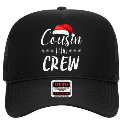 Funny Cousin Crew Christmas Santa Hat Family Matching High Crown Mesh Back Trucker Hat