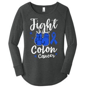 Fight Colon Cancer Gloves Support Colon Cancer Awareness Women's Perfect Tri Tunic Long Sleeve Shirt