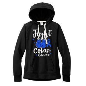 Fight Colon Cancer Gloves Support Colon Cancer Awareness Women's Fleece Hoodie