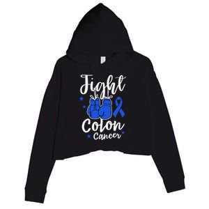 Fight Colon Cancer Gloves Support Colon Cancer Awareness Crop Fleece Hoodie