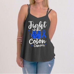 Fight Colon Cancer Gloves Support Colon Cancer Awareness Women's Strappy Tank