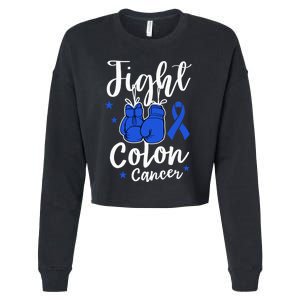 Fight Colon Cancer Gloves Support Colon Cancer Awareness Cropped Pullover Crew