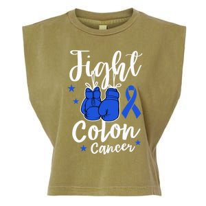 Fight Colon Cancer Gloves Support Colon Cancer Awareness Garment-Dyed Women's Muscle Tee