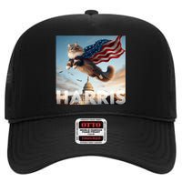 Funny Childless Cat Ladies For Harris 2024 High Crown Mesh Back Trucker Hat