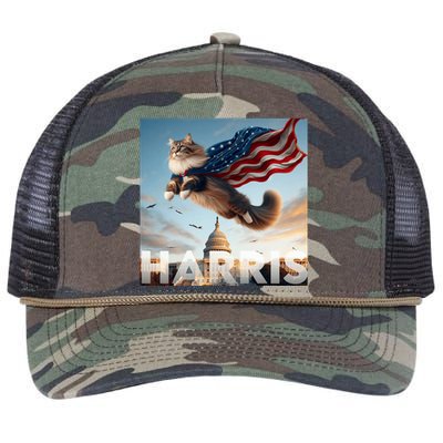 Funny Childless Cat Ladies For Harris 2024 Retro Rope Trucker Hat Cap