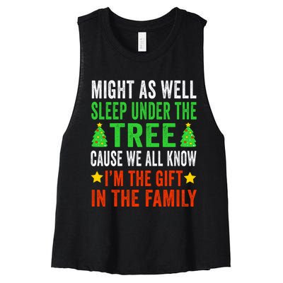 Funny Christmas Christmas Pajamas Women's Racerback Cropped Tank