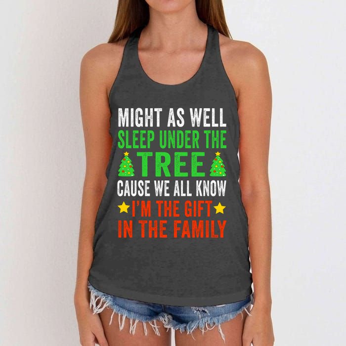 Funny Christmas Christmas Pajamas Women's Knotted Racerback Tank