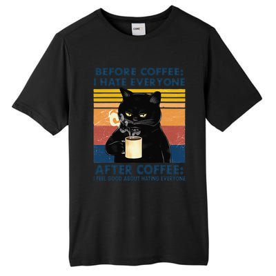 Funny Cat Coffee Before Coffee I Hate Everyone After Coffee Tall Fusion ChromaSoft Performance T-Shirt