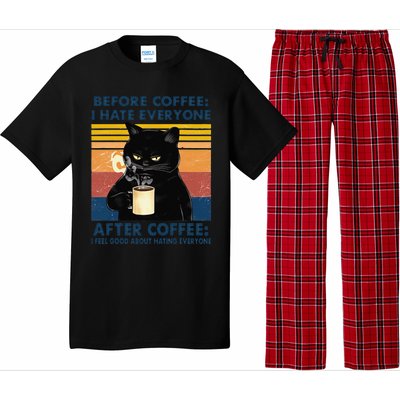 Funny Cat Coffee Before Coffee I Hate Everyone After Coffee Pajama Set