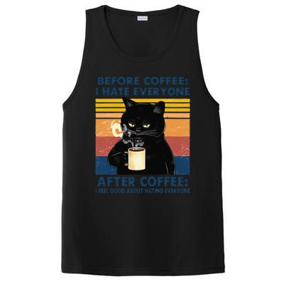 Funny Cat Coffee Before Coffee I Hate Everyone After Coffee PosiCharge Competitor Tank