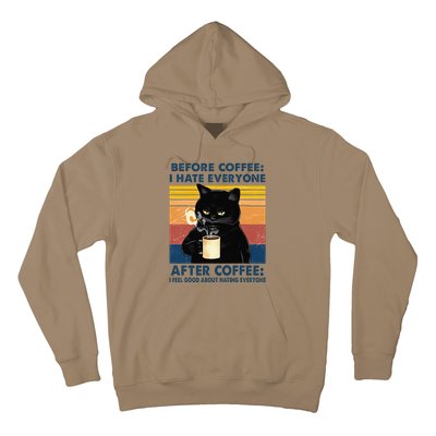 Funny Cat Coffee Before Coffee I Hate Everyone After Coffee Hoodie