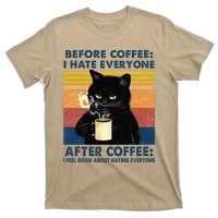 Funny Cat Coffee Before Coffee I Hate Everyone After Coffee T-Shirt