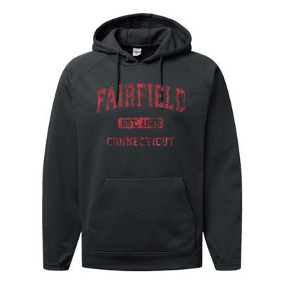 Fairfield Connecticut Ct Vintage Athletic Sports Design Performance Fleece Hoodie