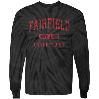 Fairfield Connecticut Ct Vintage Athletic Sports Design Tie-Dye Long Sleeve Shirt