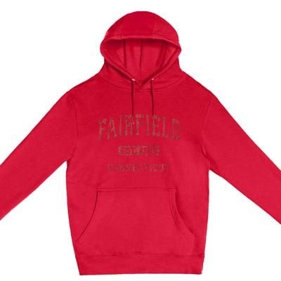 Fairfield Connecticut Ct Vintage Athletic Sports Design Premium Pullover Hoodie