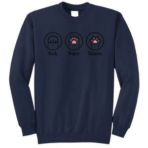 Funny Cat Cute Rock Paper Scissors Cat Paws Tall Sweatshirt