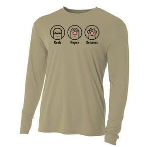 Funny Cat Cute Rock Paper Scissors Cat Paws Cooling Performance Long Sleeve Crew