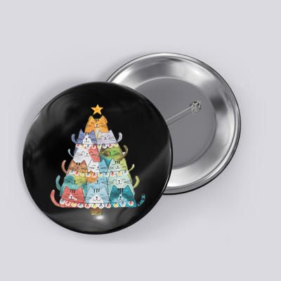 Funny Cat Christmas Tree Xmas Cat Lover Cat Graphic Button