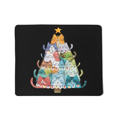 Funny Cat Christmas Tree Xmas Cat Lover Cat Graphic Mousepad