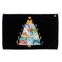 Funny Cat Christmas Tree Xmas Cat Lover Cat Graphic Grommeted Golf Towel