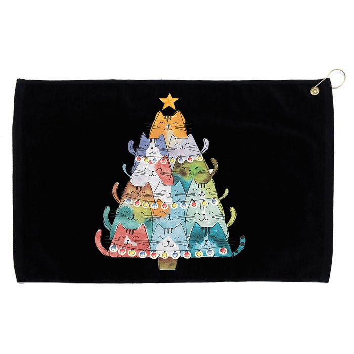 Funny Cat Christmas Tree Xmas Cat Lover Cat Graphic Grommeted Golf Towel