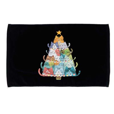 Funny Cat Christmas Tree Xmas Cat Lover Cat Graphic Microfiber Hand Towel