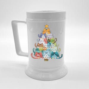 Funny Cat Christmas Tree Xmas Cat Lover Cat Graphic Beer Stein