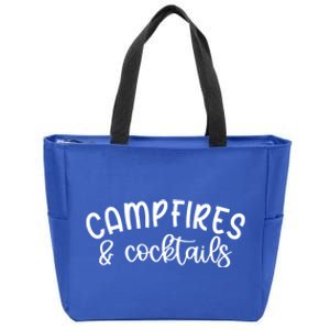 Funny Camping Campfires And Cocktails Gift Zip Tote Bag