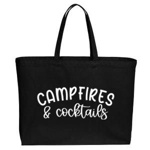 Funny Camping Campfires And Cocktails Gift Cotton Canvas Jumbo Tote