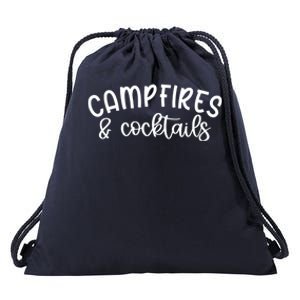 Funny Camping Campfires And Cocktails Gift Drawstring Bag