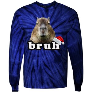 Funny Capybara Christmas Tie-Dye Long Sleeve Shirt