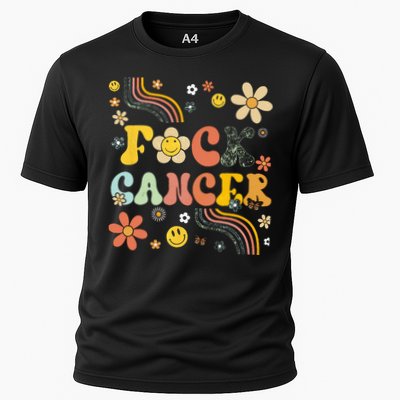F Ck Cancer Groovy Retro Flower Awareness Against Cancer Performance Shirt