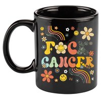 F Ck Cancer Groovy Retro Flower Awareness Against Cancer 11oz C Handle Ceramic Mug