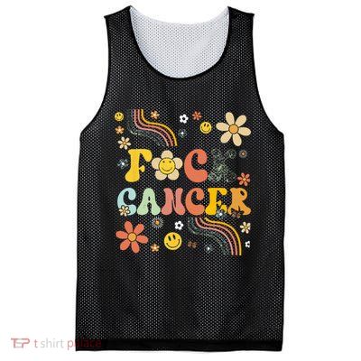 F Ck Cancer Groovy Retro Flower Awareness Against Cancer Mesh Reversible Basketball Jersey Tank